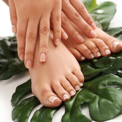 Skin care. Feet in close-up